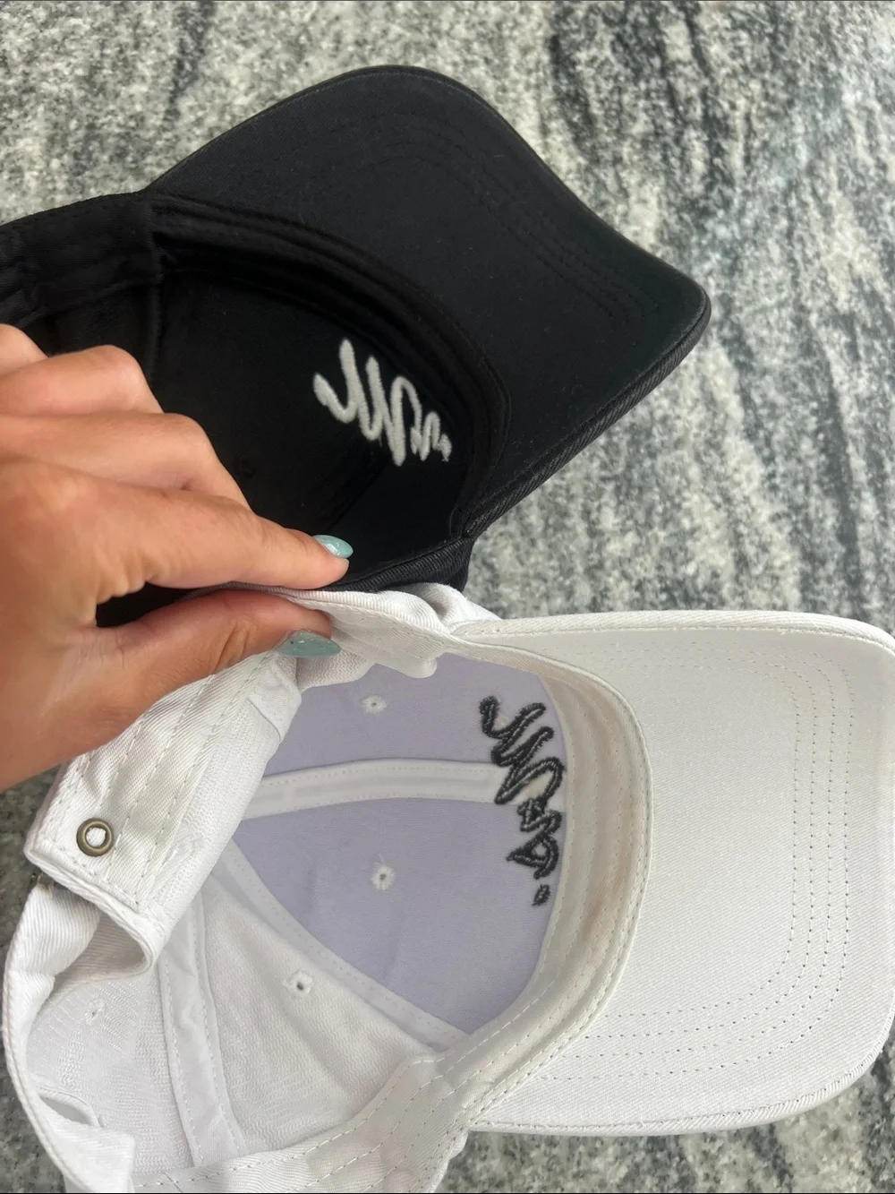 Mr. & Mrs. Embroidered Baseball Caps - Black & White